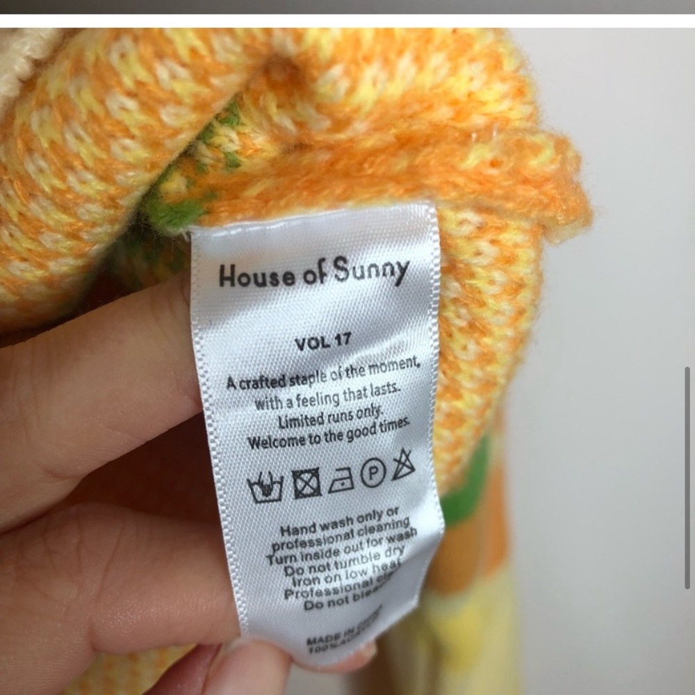 House Of Sunny Orange Day Tripper Jacquard Knit Cardigan US 4 - Picture 8 of 10